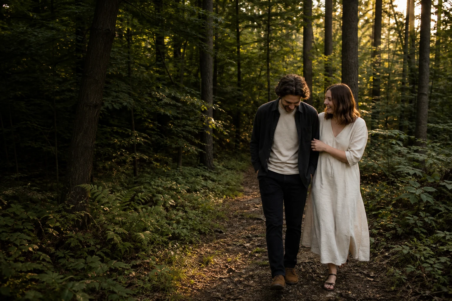 A couple together in the forest at Fernwood Hills near London, Ontario